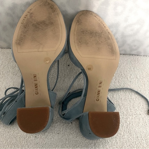 Gianni Bini Womens Keelin Light Blue Suede Block Lace Up Heel Sandals Size 9M - Picture 7 of 7